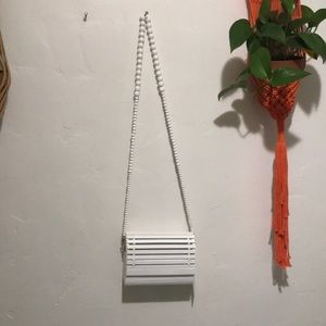 White Wooden Purse with Strap